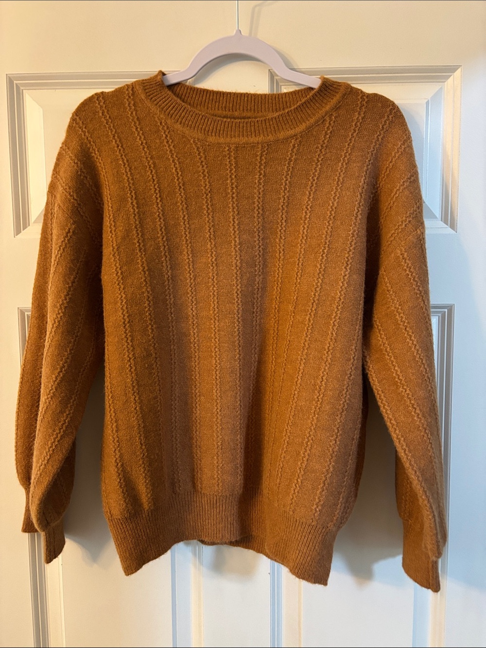 Women's Camel Ribbed Knit Sweater
